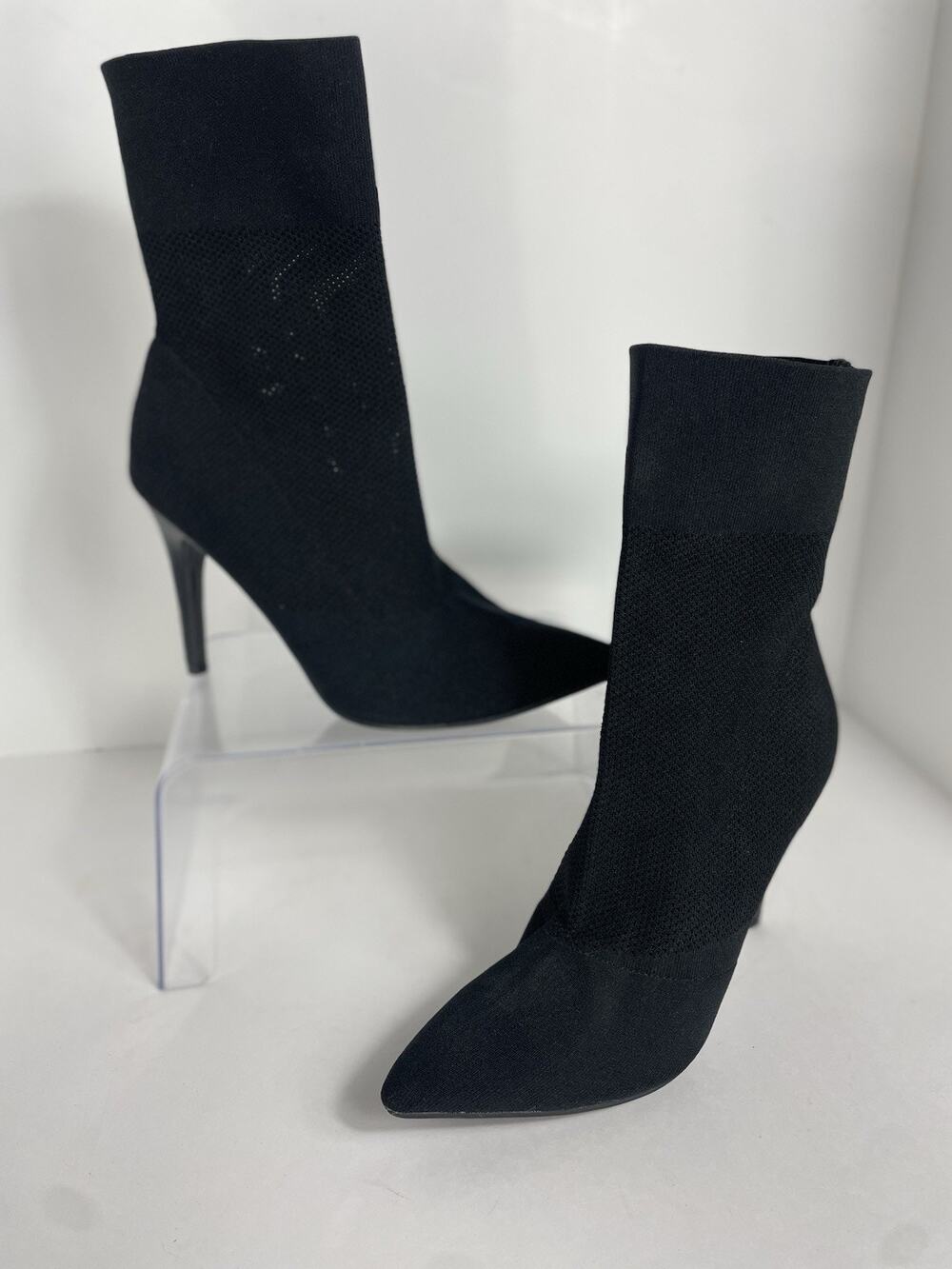 Brash Women's Spicy Pointed Toe Ankle "sock" Booties High Heel Boots Black 9